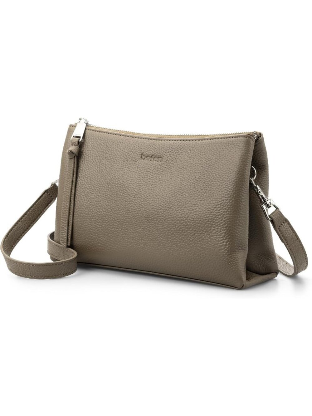 Women's Taupe Small Genuine Leather Crossbody Bags Purses with RFID Card Slots